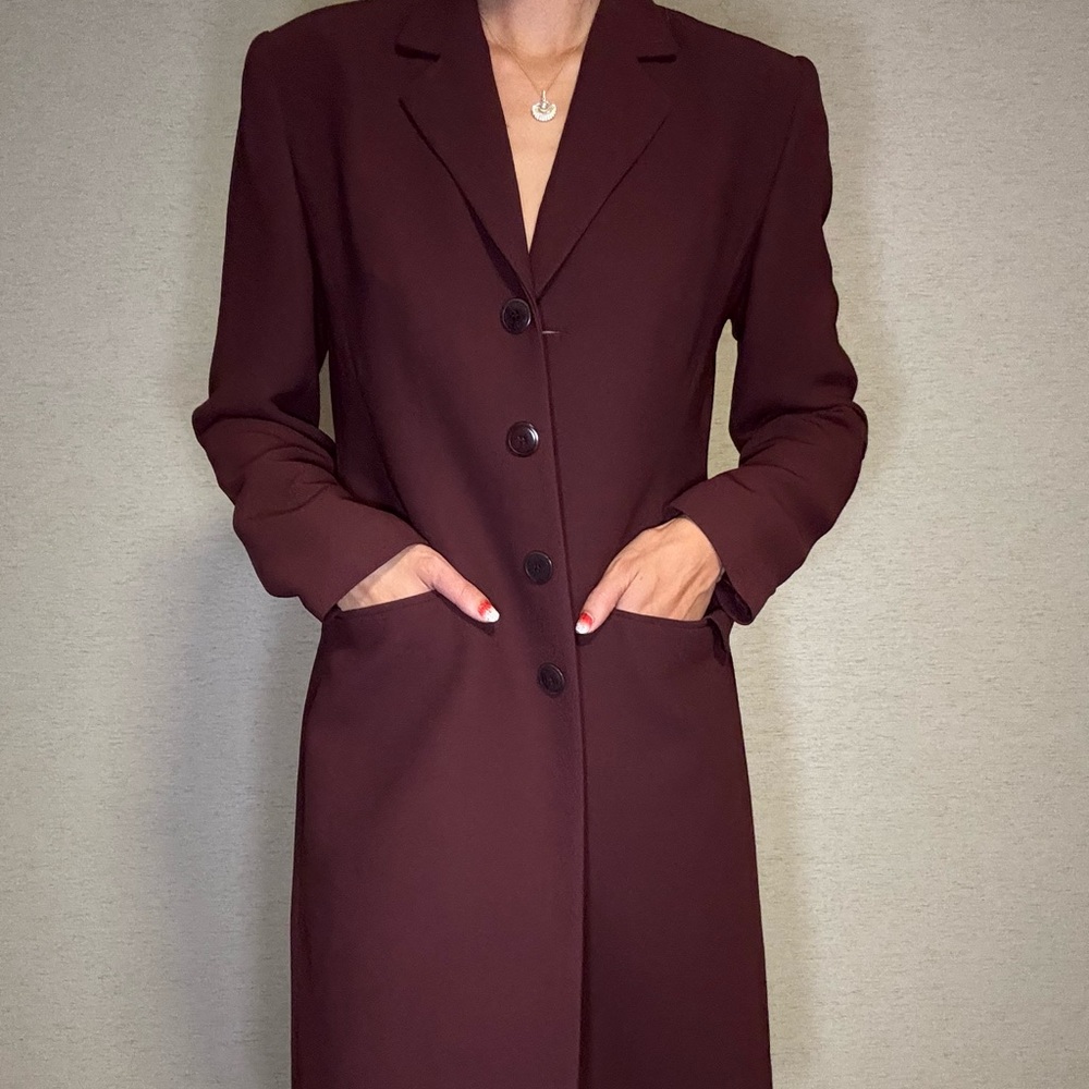 Burgundy knee length blazer
